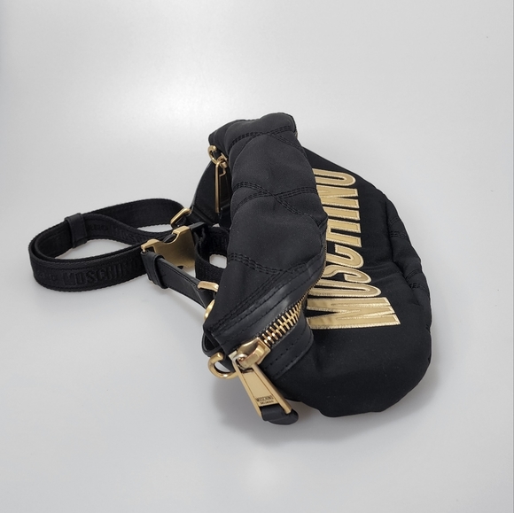 Moschino Women's Nylon Logo Belt Bag Black/Gold - Picture 4 of 8
